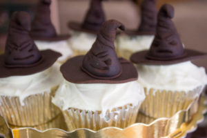 Close-up of Sorting Hat cupcakes