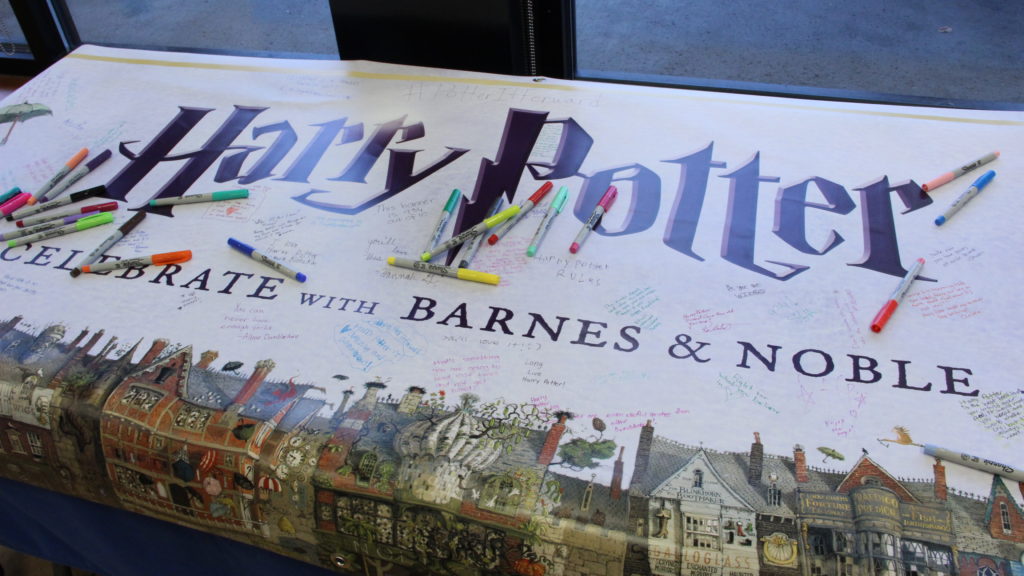 #PotterItForward banner at Barnes and Noble in Vestal, NY.