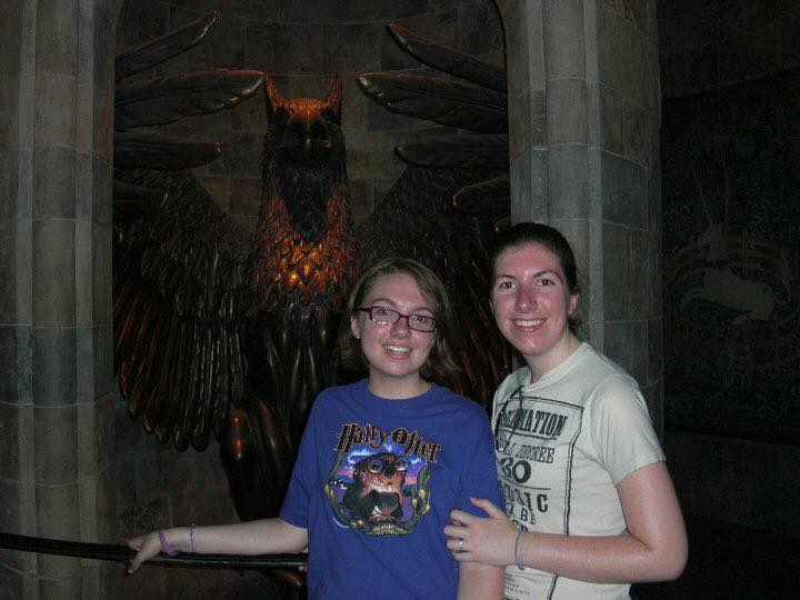 Two women standing in fron of Dumbledore's office