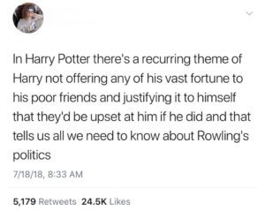 Misinterpreting the Themes in Harry Potter: Harry's Wealth