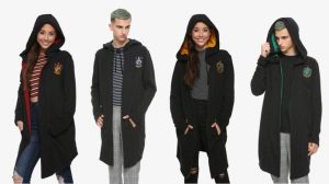 Picture of Hot Topic's new Hogwarts House hoodie cloaks