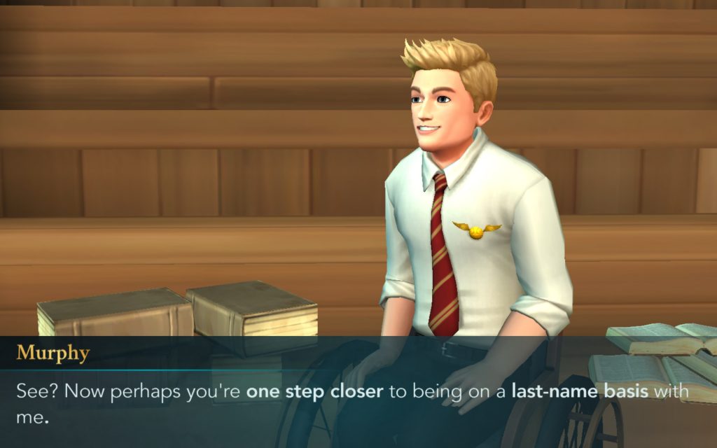 "Harry Potter: Hogwarts Mystery" character Murphy McNully hopes to get on a last-name basis with you.
