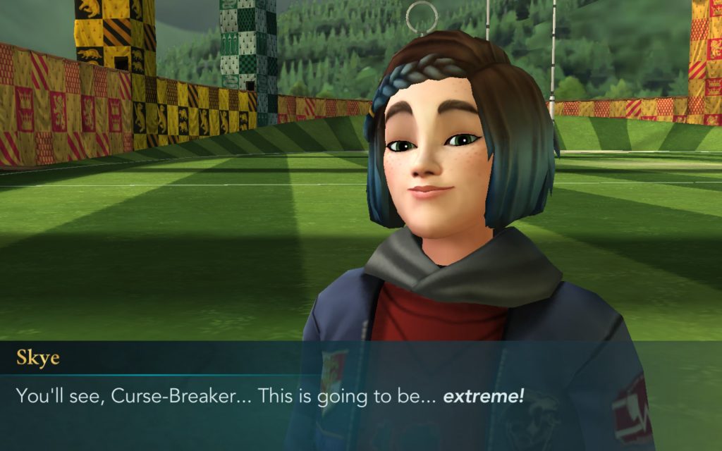 "Harry Potter: Hogwarts Mystery" character Skye Parkin promises an extreme Quidditch training experience.