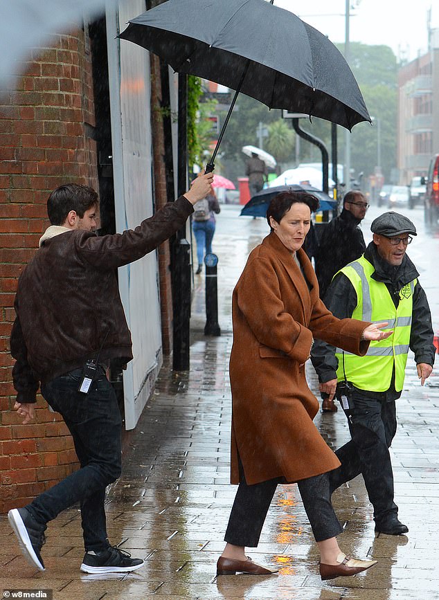 Fiona Shaw films scenes for Season 3 of "Killing Eve" in London.