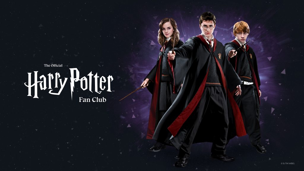 Image for the Official Harry Potter Fan Club, which features, Harry, Ron, and Hermione