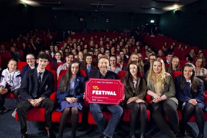 Sir Kenneth Branagh poses with youth attending the Into Film Festival.