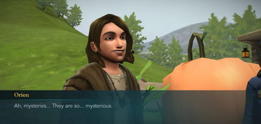 A screenshot from "Harry Potter: Hogwarts Mystery" shows Orion Amari.