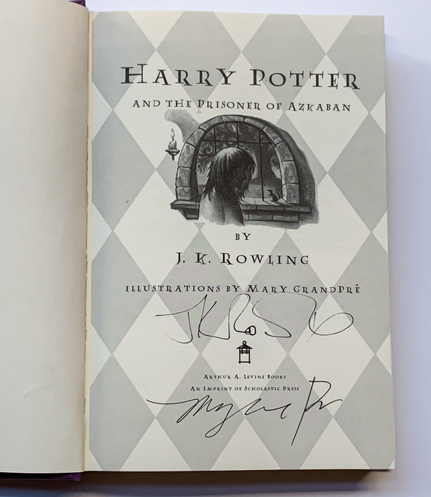 A signed first edition of "Harry Potter and the Prisoner of Azkaban".