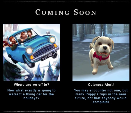 "Harry Potter: Hogwarts Mystery" teases that the Flying Ford Anglia and Crup puppies are on the horizon.