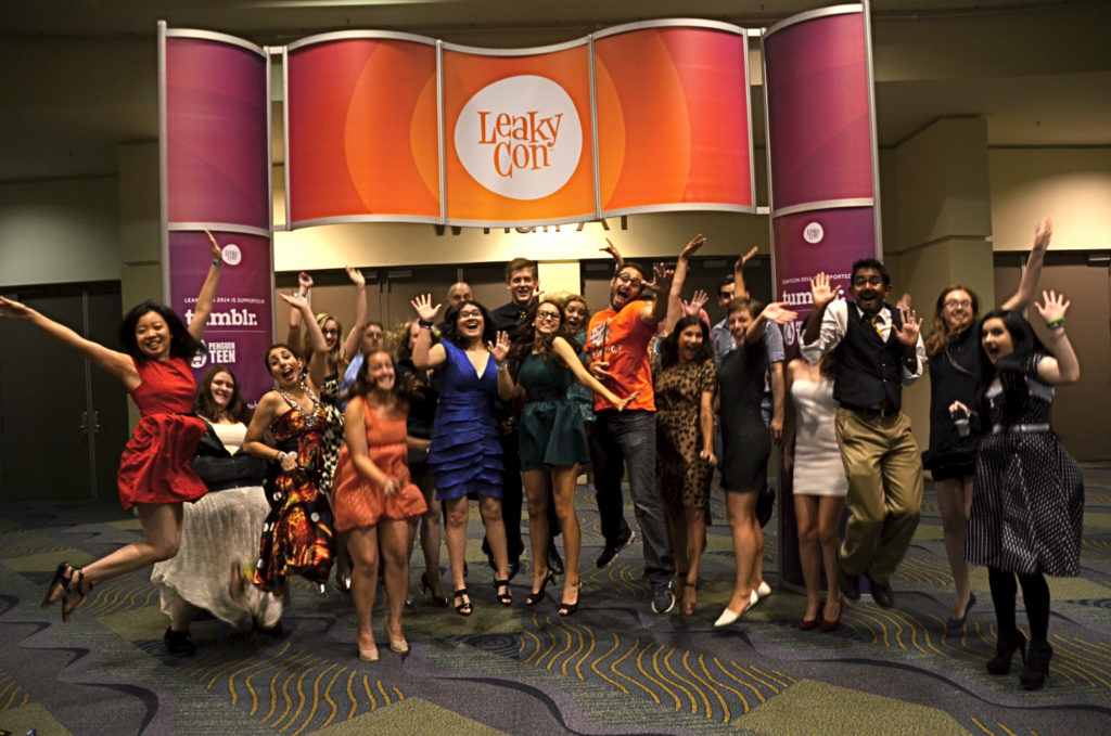 MuggleNet staff posing for a group photo at Leaky Con