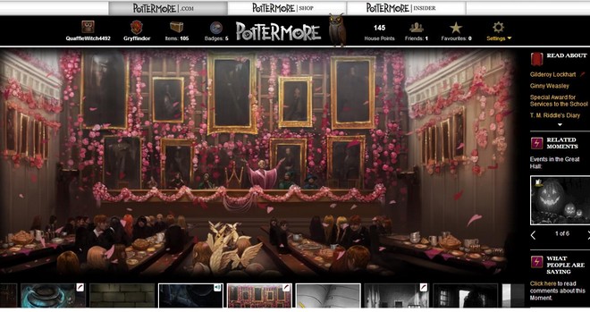 pottermore art of the castle decorated for Valentine's Day