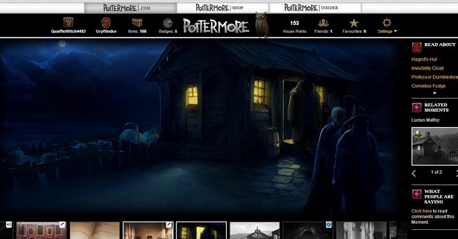 pottermore art of hagrid standing in the doorway of his hut at night, facing the figures approaching him