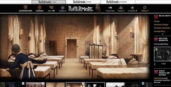 pottermore art of Madam Pomfery tending petrified students in the hospital wing