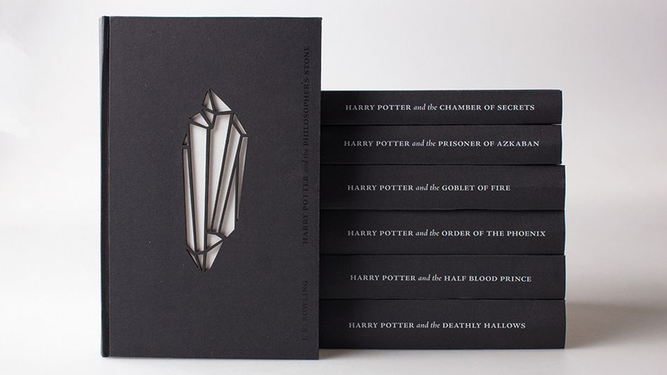 Harry Potter book series bound in sleek black and covers