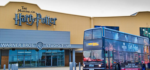 Harry Potter bus in front of Warner Bros. Studios in London