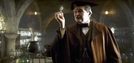 Horace Slughorn holding Felix Felicis