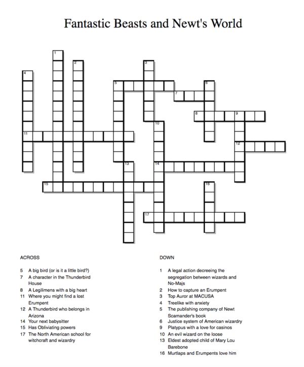 Wizarding World Crossword Puzzles!