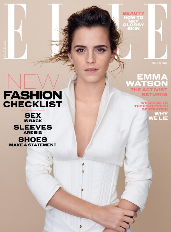 Emma Watson on the cover of "ELLE UK". (Photographed by Kerry Hallihan)