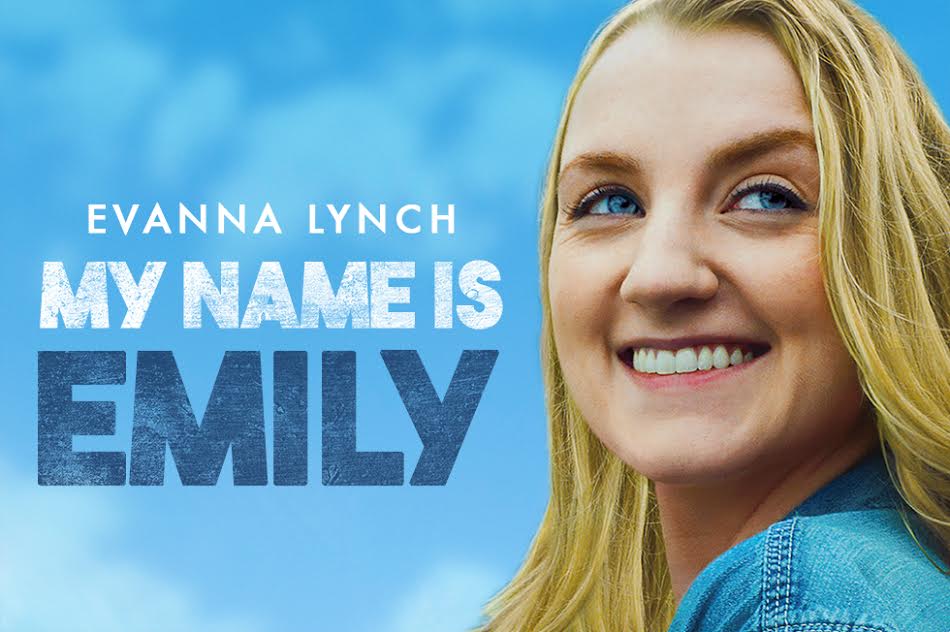 Blue promotional poster for "My Name is Emily" starring Evanna Lynch