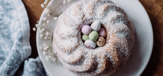 A pound cake on a plate.