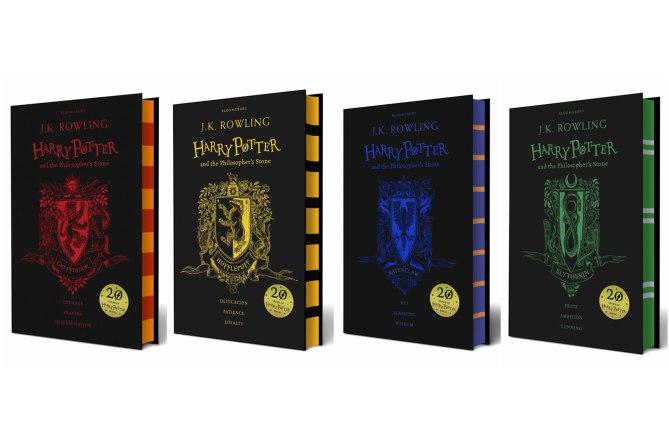 The 20th anniversary collection of "Harry Potter and the Philosopher's Stone" hardcover editions.