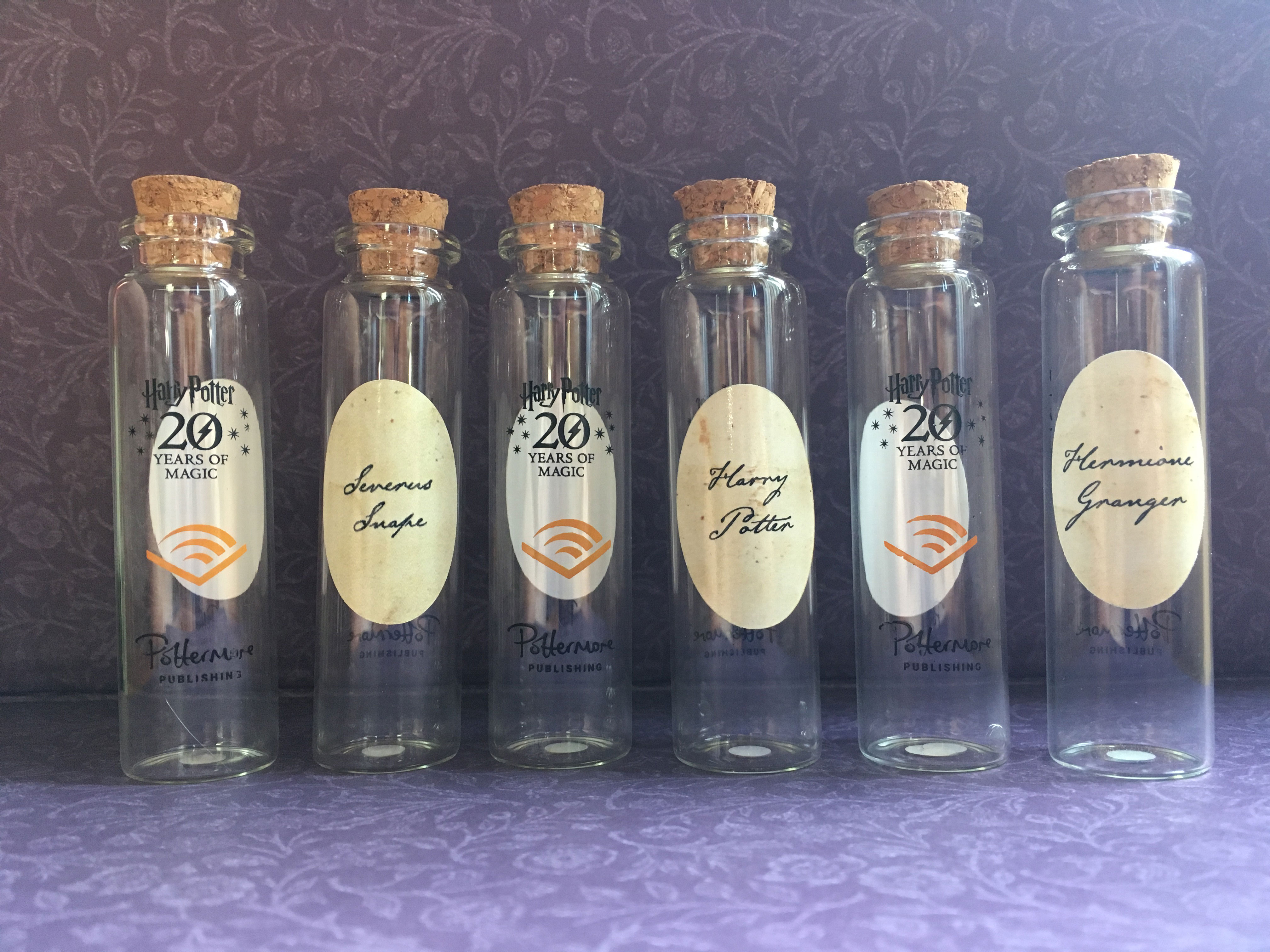 Pensieve vials from Audible’s “A Harry Potter Pensieve Experience”