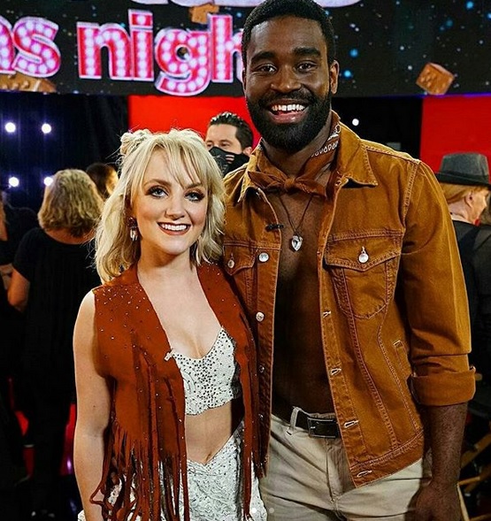 Evanna Lynch and Keo Motsepe after their jive performance on “Dancing with the Stars”