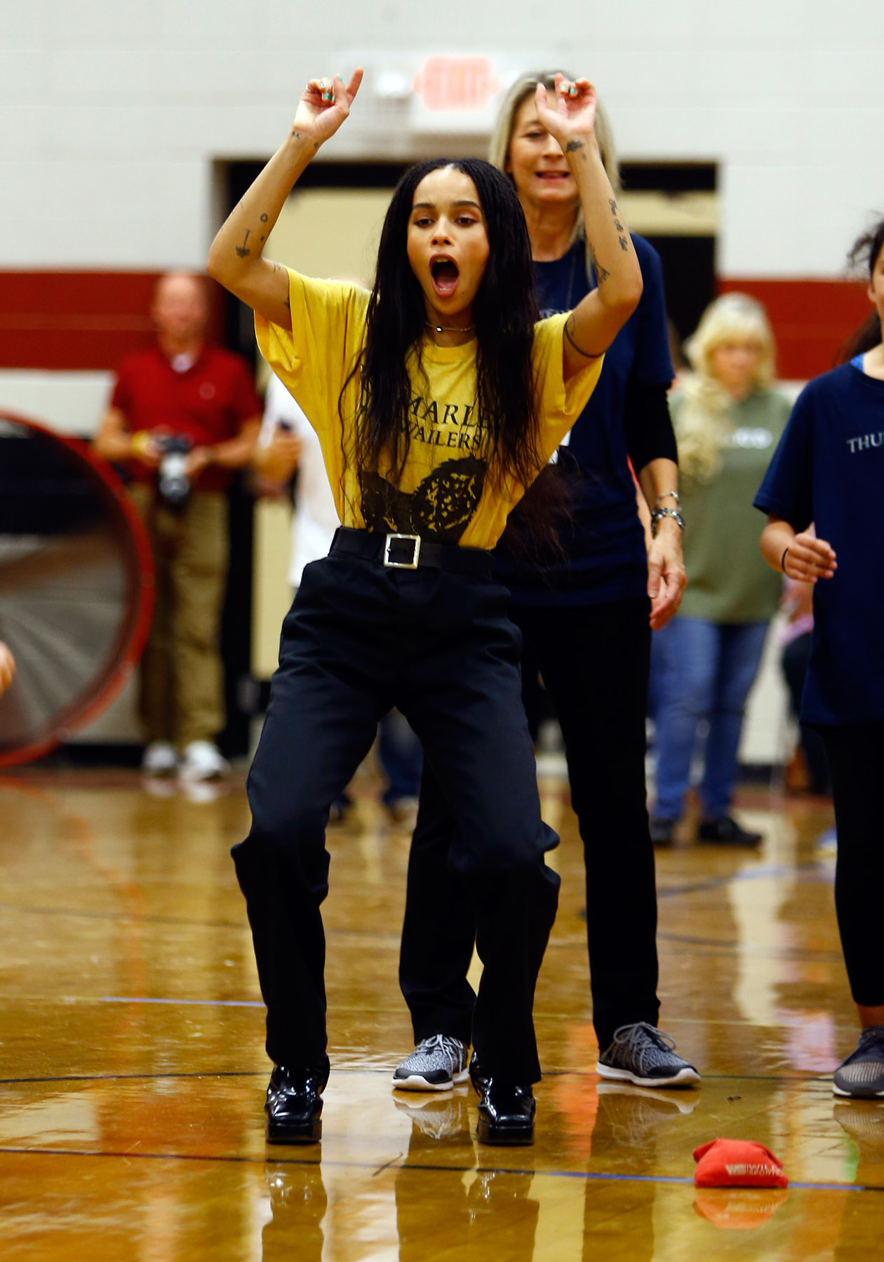 Zoë Kravitz from “Fantastic Beasts: The Crimes of Grindelwald” helps celebrate Wizarding World Day at Parkside Middle School in Baileyton, AL.  (Photo by Butch Dill/Getty Images)