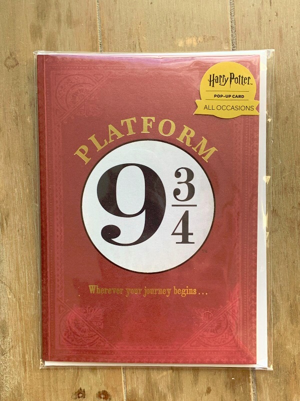 Pop-Up Hogwarts Express Card from Insight Editions showing the Platform 9 3/4 sign