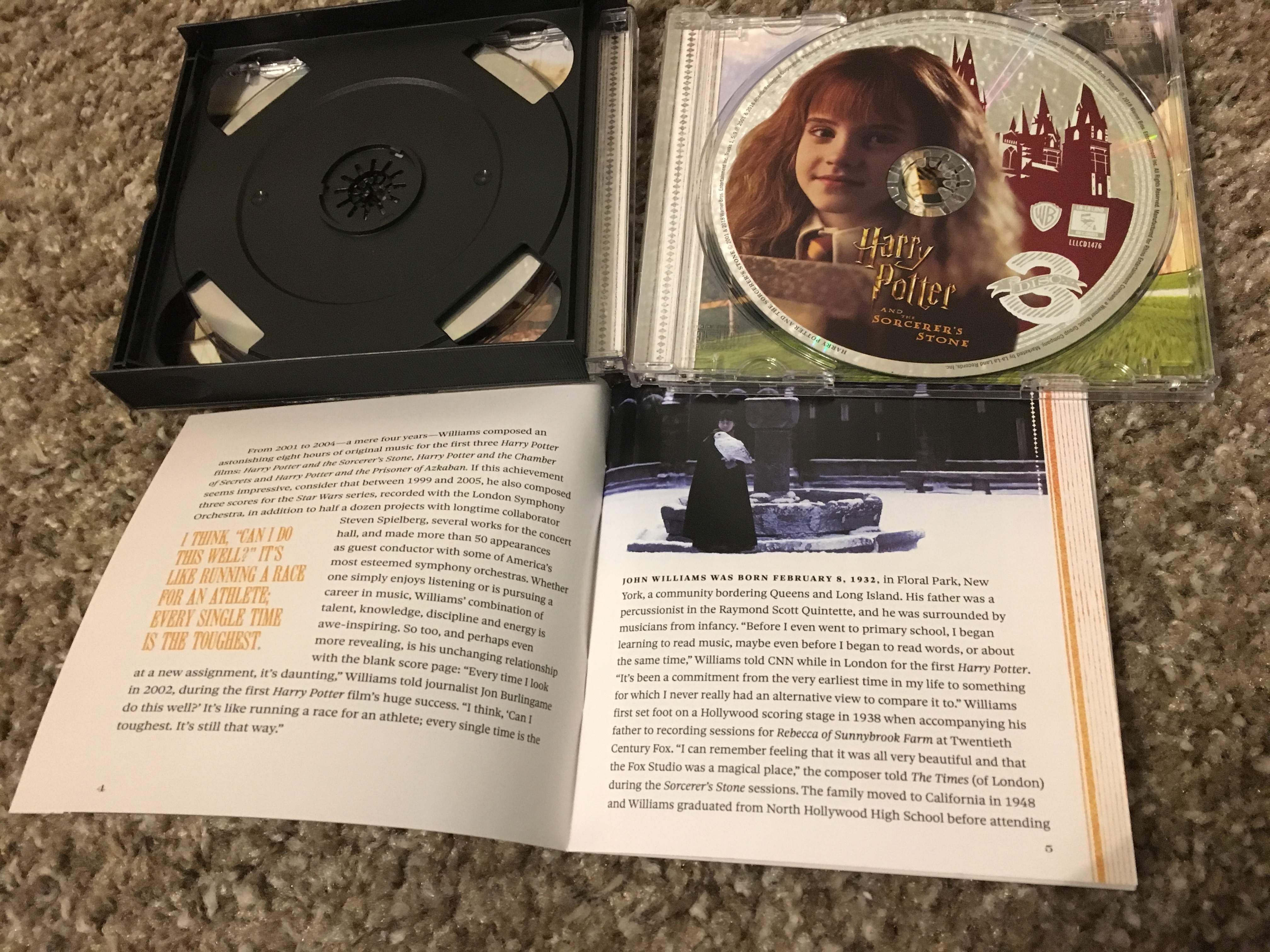 “Harry Potter: The John Williams Soundtrack Collection”, Disc 3, “Sorcerer’s Stone” score with liner notes
