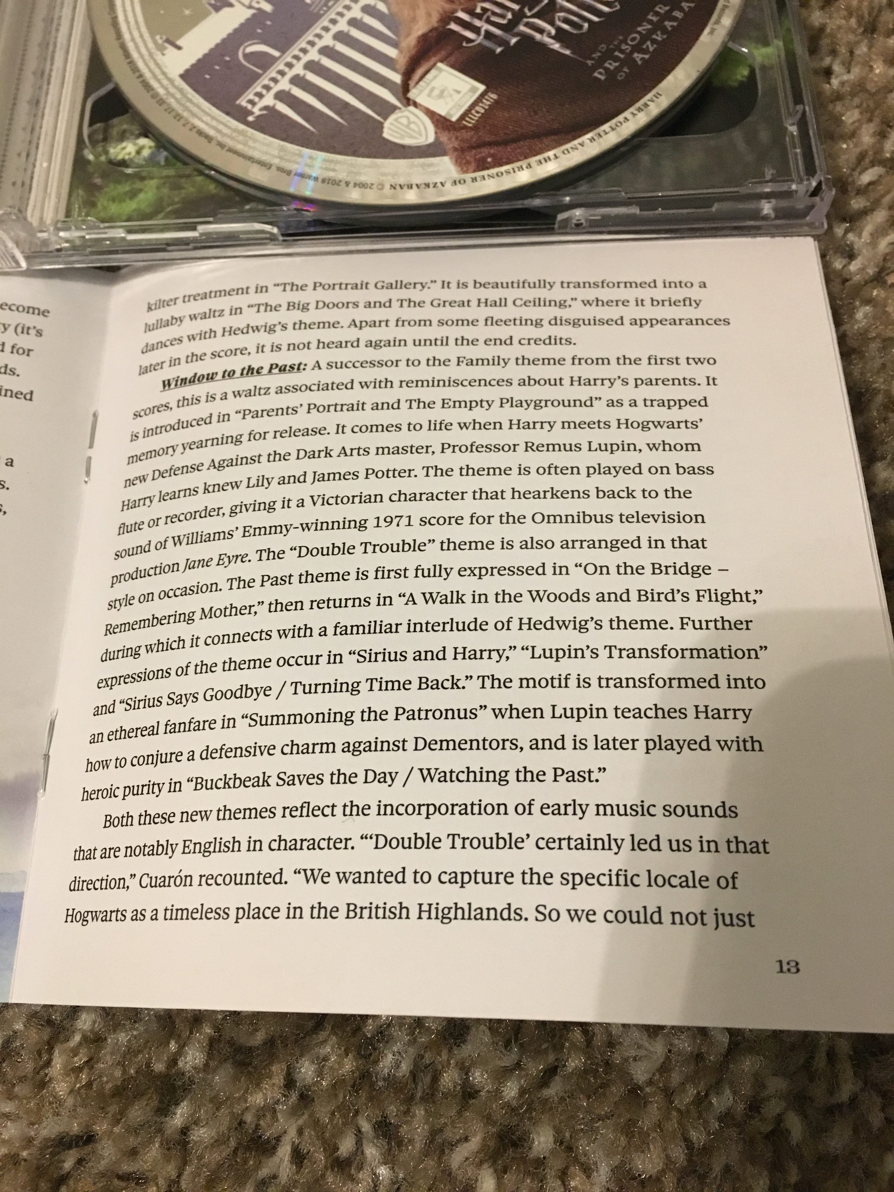 “Harry Potter: The John Williams Soundtrack Collection”, “Prisoner of Azkaban” liner notes