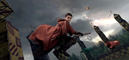 A holographic image of Harry Potter on a broomstick, as seen on the ride Harry Potter and the Forbidden Journey, is pictured.