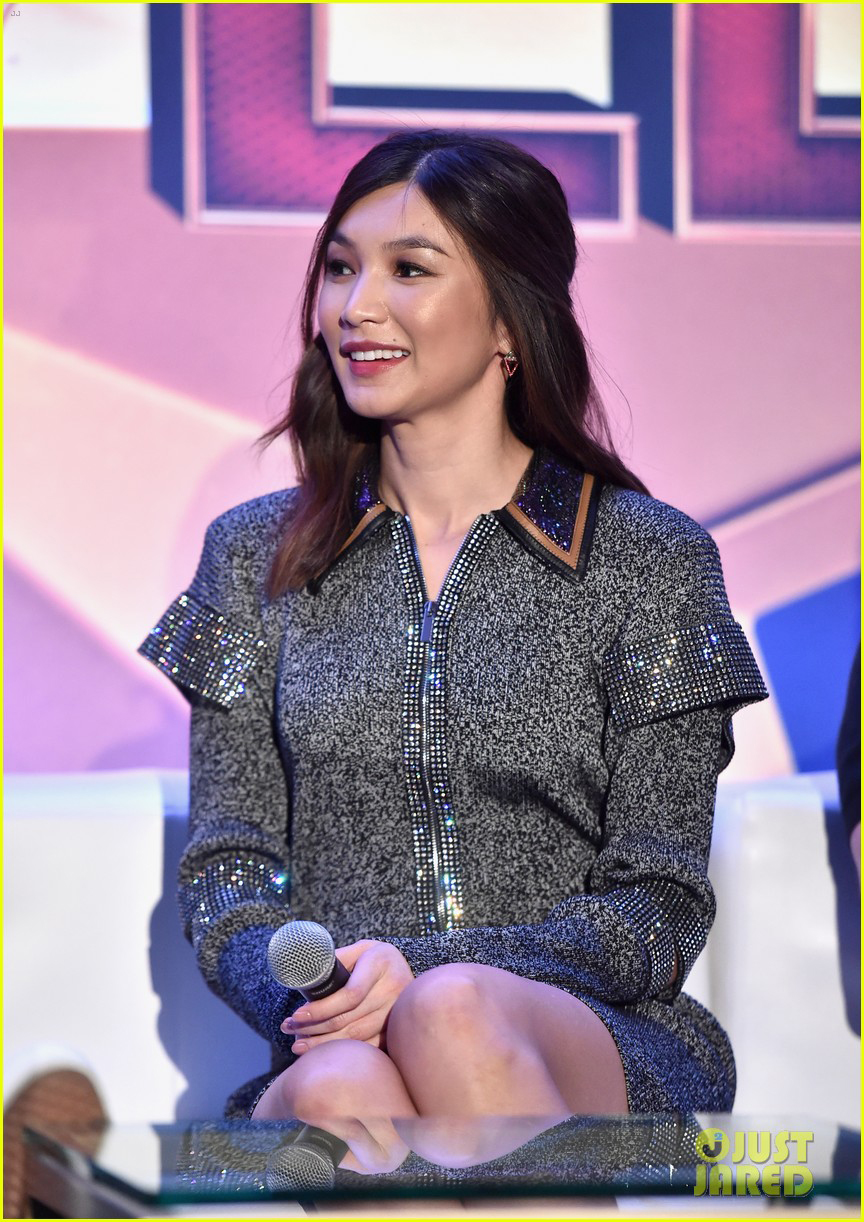 Gemma Chan smiles as she awaits her next question at the “Captain Marvel” press junket in L.A.
