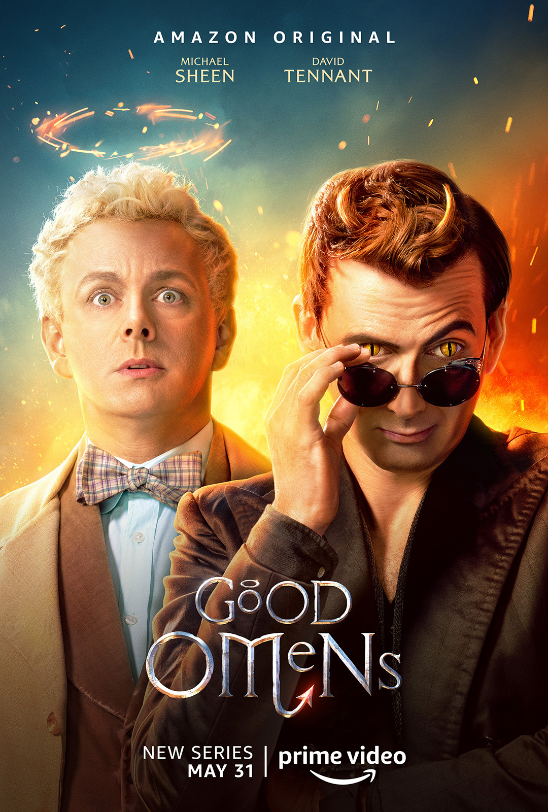 Michael Sheen and David Tennant in character posters for Amazon Prime’s “Good Omens”