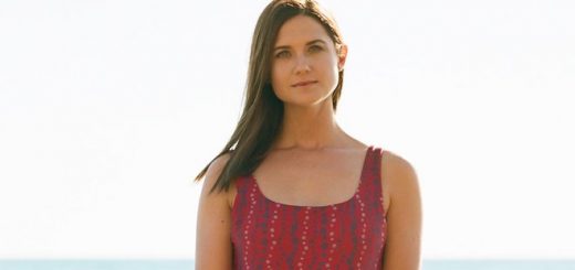 Bonnie Wright poses in a swimsuit from her collaboration with Fair Harbor Clothing.