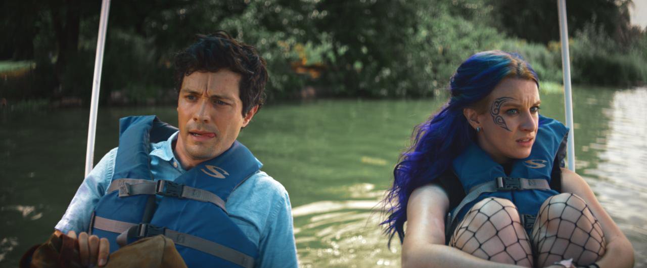 Christian Coulson and Naomi McDougall Jones in “Bite Me”, paddling on the lake