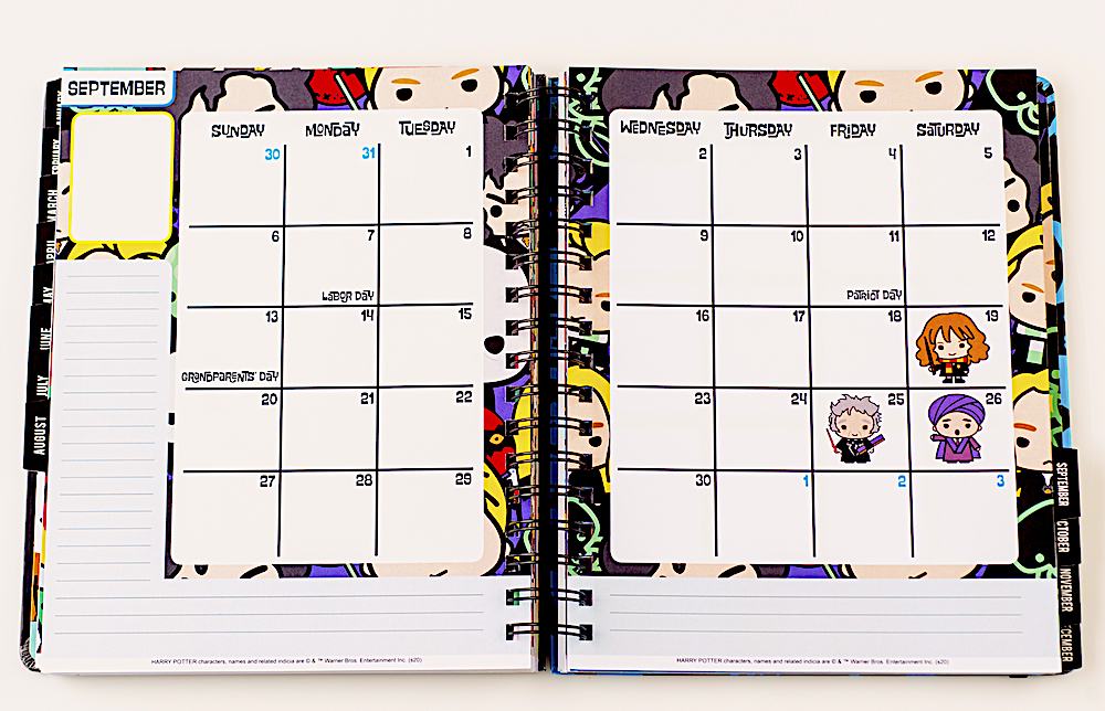 ConQuest Harry Potter Charms Weekly Planner month