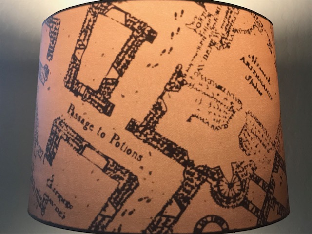 Harry Potter Hogwarts Lamp: When the main light is turned on, the Marauder’s Map design on the fabric lampshade is revealed