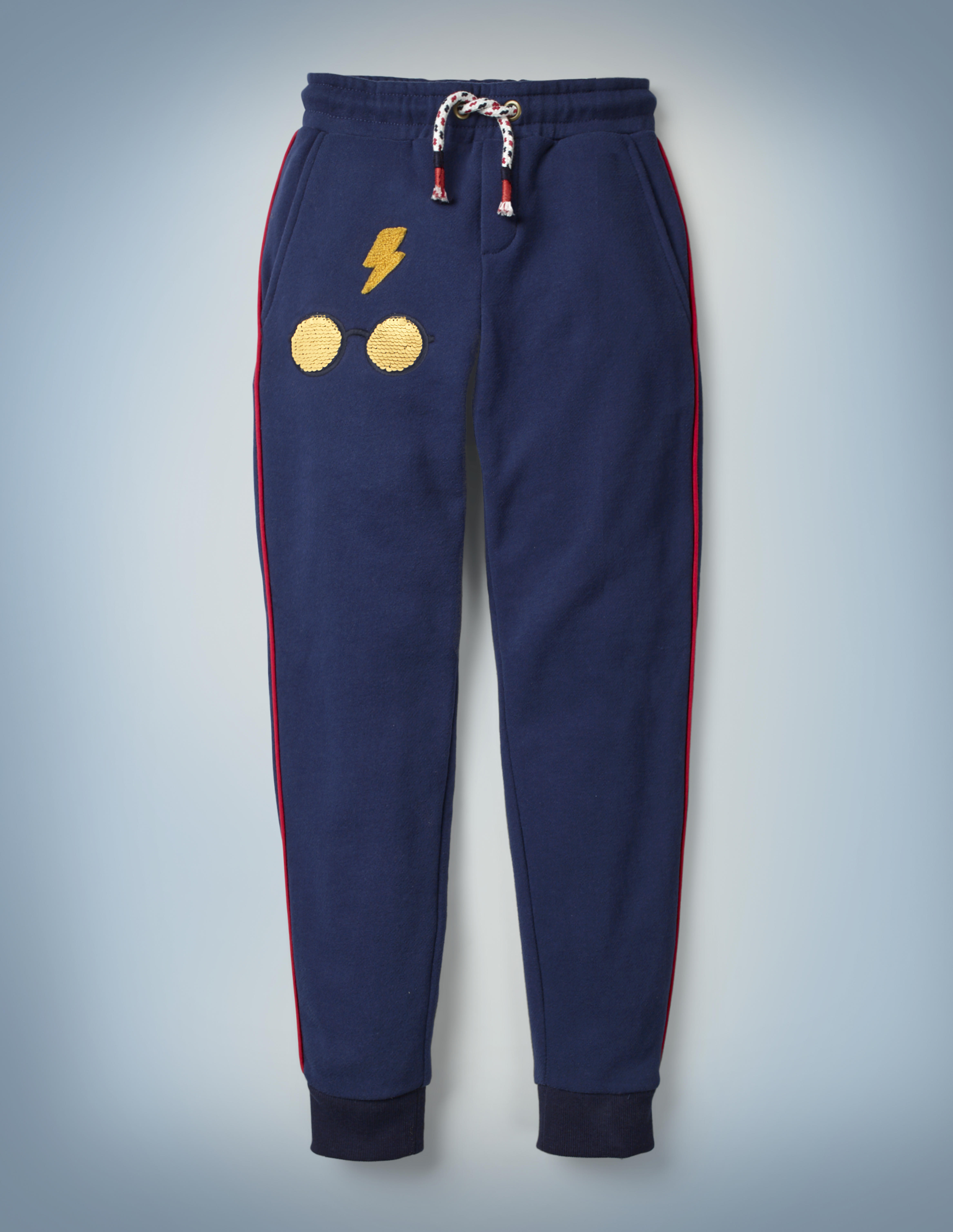 The Mini Boden Transfiguration Sequin Joggers in blue come with a drawstring waist and design featuring Harry Potter’s iconic glasses and lightning bolt scar. They retail at £26.