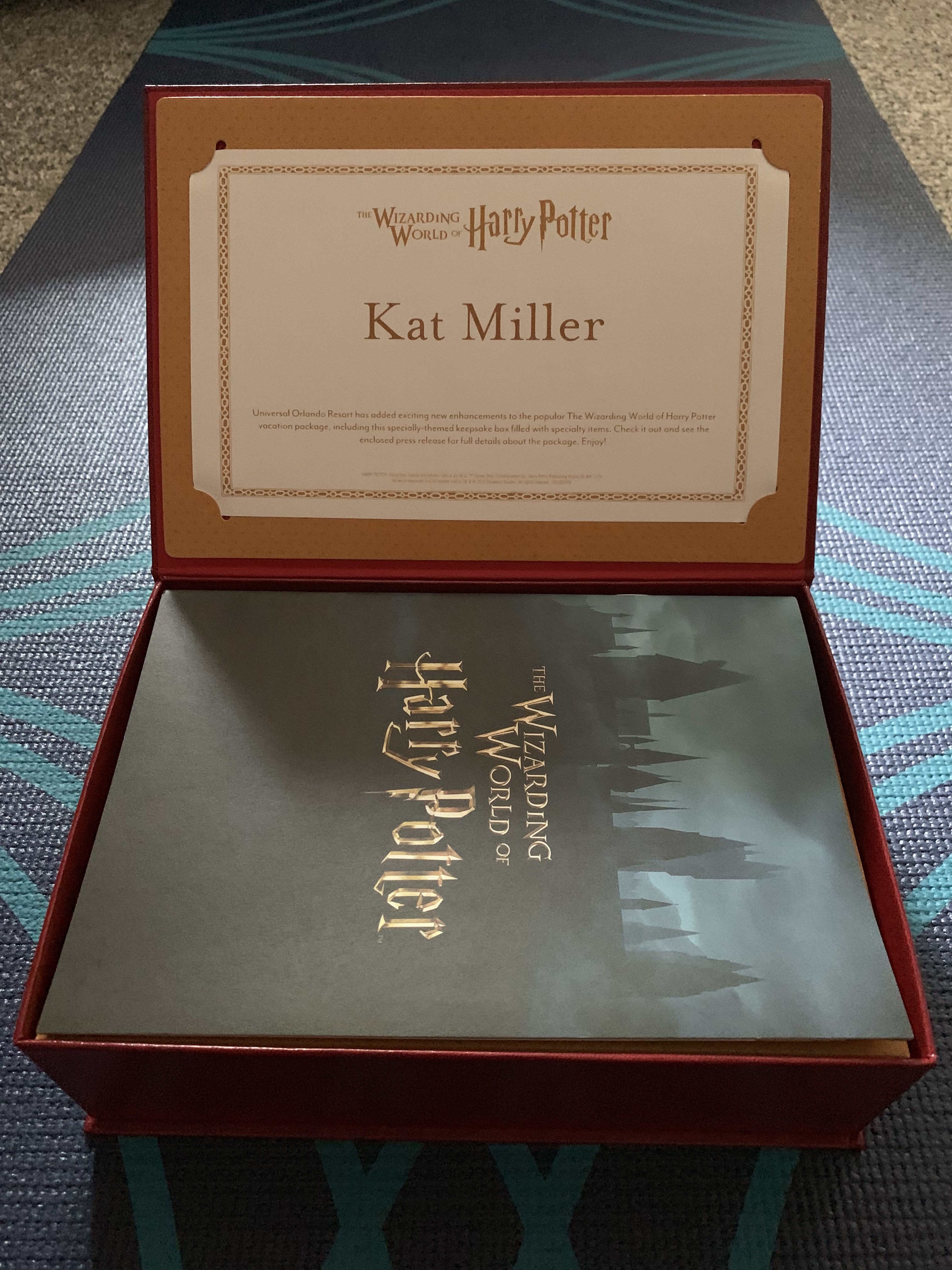 Your “Wizarding World of Harry Potter Exclusive Vacation Package” will include a personalized welcome letter.