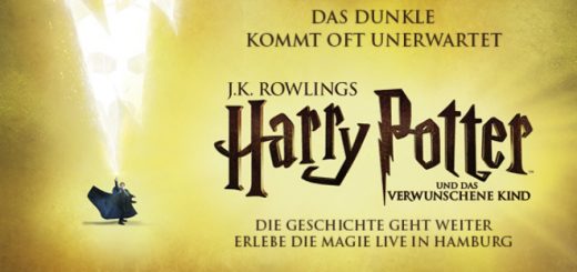 A promotional image for "Harry Potter and the Cursed Child" in Hamburg, Germany