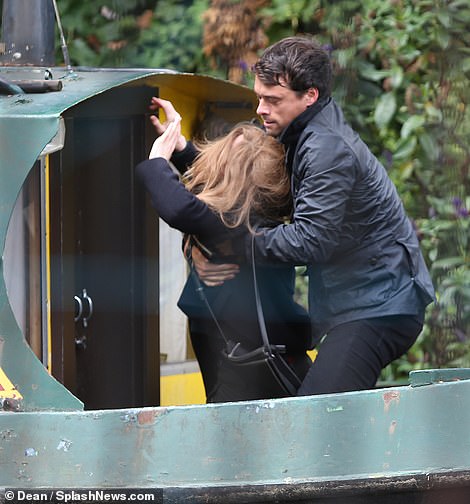 Holliday Grainger as Robin Ellacott is seen shooting a kidnapping scene during filming for “Lethal White” in London.