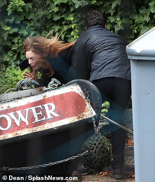 Holliday Grainger as Robin Ellacott is seen shooting a kidnapping scene during filming for “Lethal White” in London.