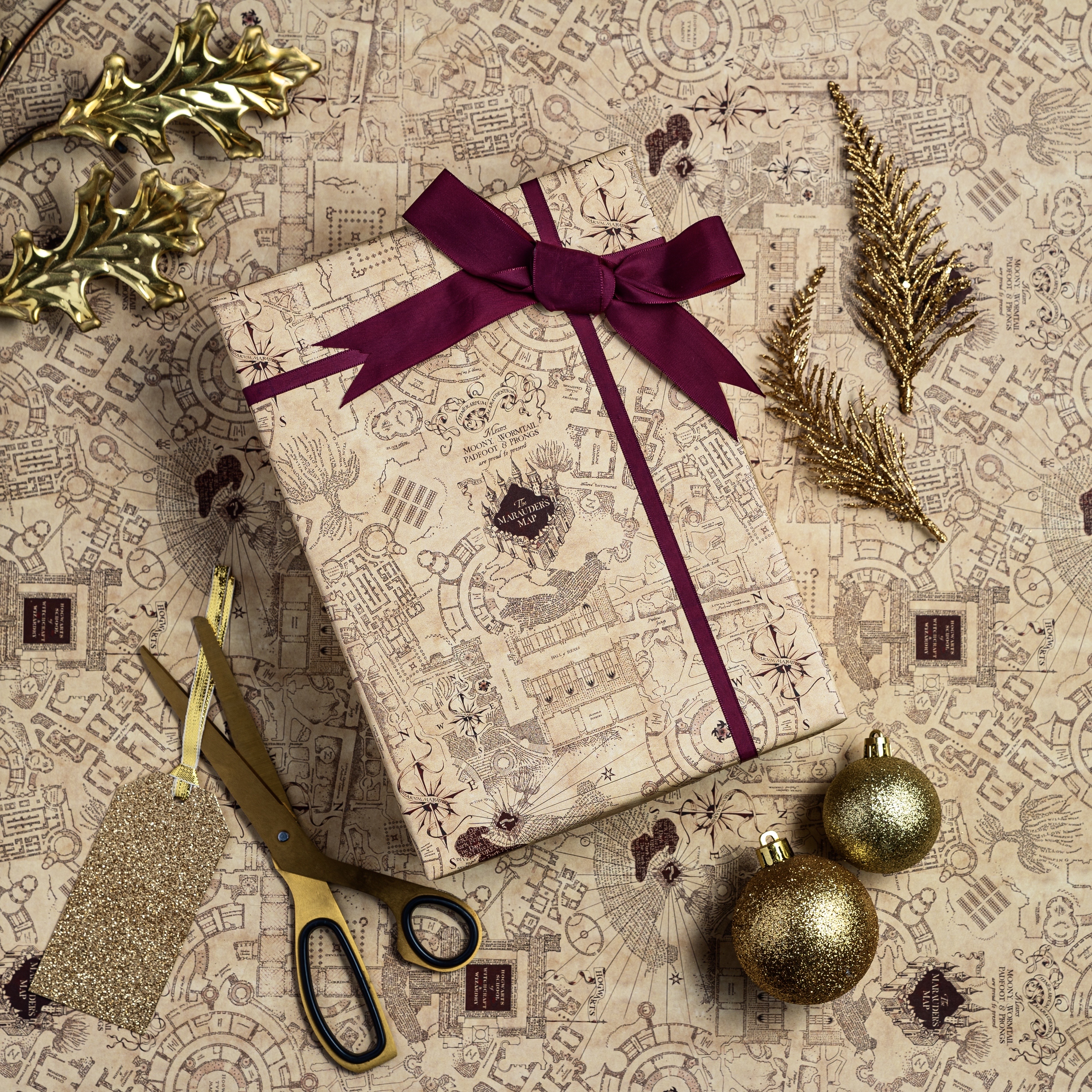 Explore Hogwarts with this stunning Marauder’s Map gift wrap.