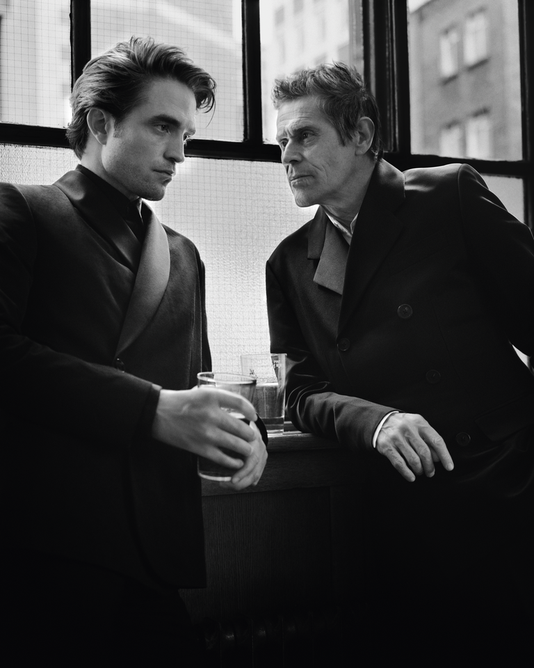 Robert Pattinson and Willem Dafoe are pictured in an image from their photo shoot with “Esquire”.
