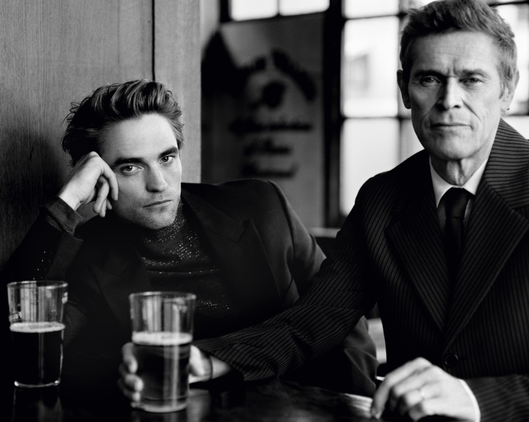 Robert Pattinson and Willem Dafoe are pictured in an image from their photo shoot with “Esquire”.