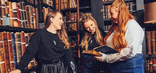 Three models pose for a promotional photo for the Zavvi exclusive Harry Potter: Dark Arts Collection.