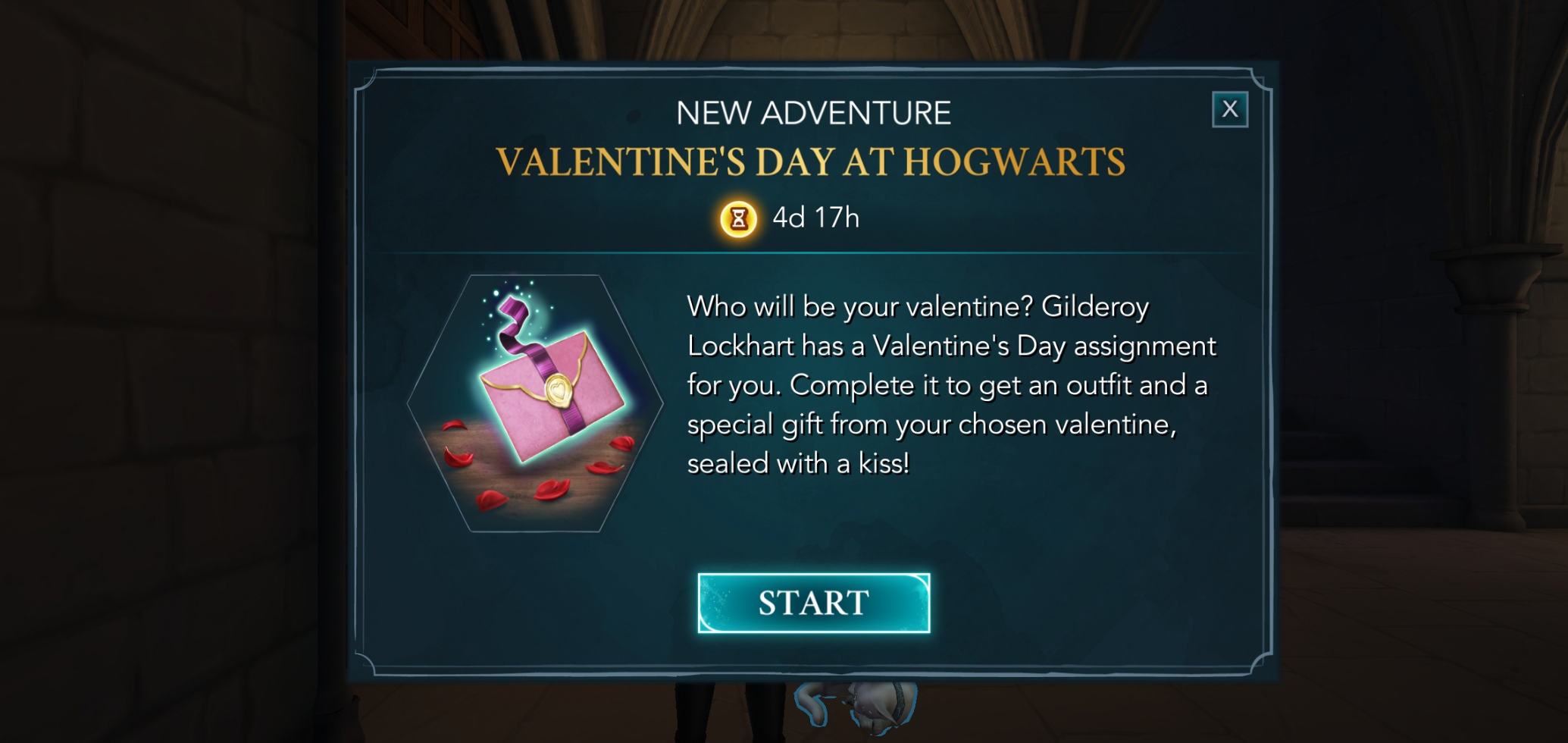 The Valentine's Day at Hogwarts side quest is underway in "Harry Potter: Hogwarts Mystery".