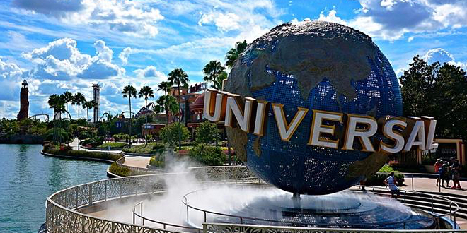 The globe logo outside Universal's theme parks at Universal Orlando Resort is pictured.