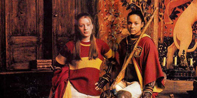 Two of the women on Harry's Gryffindor Quidditch team